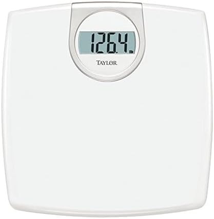 White digital bathroom scale 330 lb capacity