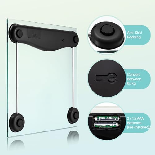 Black digital tempered glass body weight scale — photo 5
