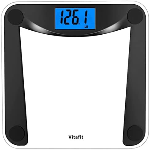Black digital scale with blue backlight