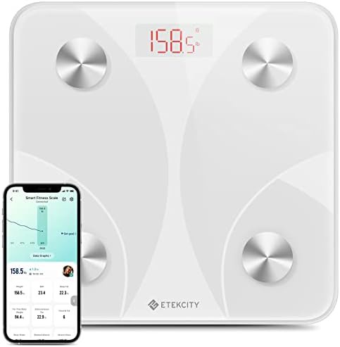 White smart scale for body fat and weight