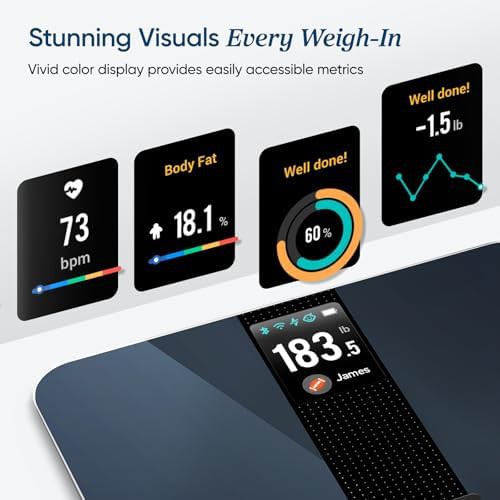 Smart Wi-Fi body weight and fat scale in black — photo 3