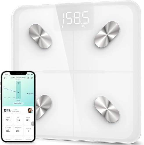 White Bluetooth smart scale for BMI and fat
