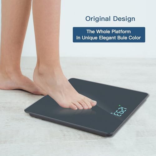 Blue tempered glass digital bathroom scale — photo 4