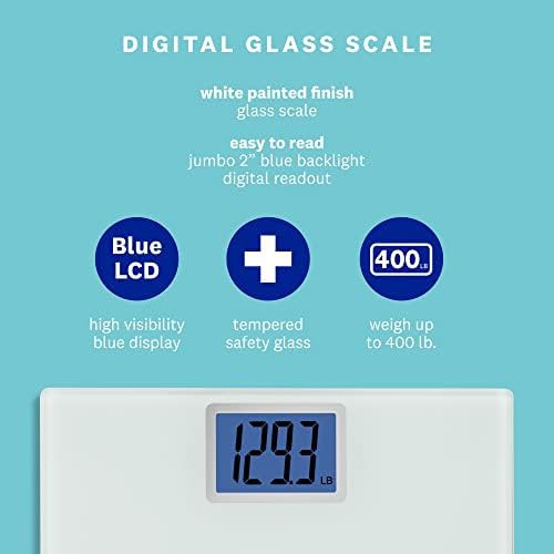 White tempered glass scale with backlit screen — photo 3
