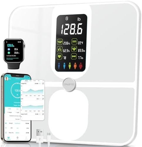 White rechargeable smart scale with heart rate