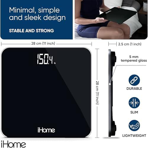 iHome black digital bathroom scale with batteries — photo 3