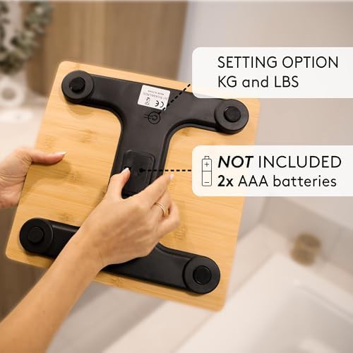 Slim digital scale with bamboo wood platform — photo 4
