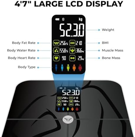 Black smart body composition analyzer with large display — photo 3