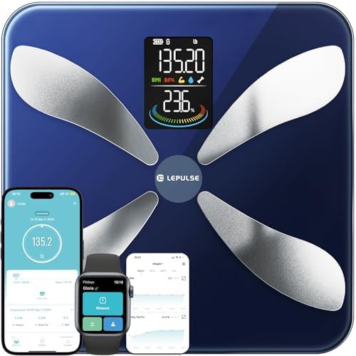 Stainless steel smart scale with app sync and large display