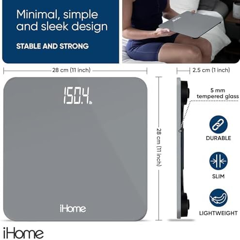 iHome grey digital scale for bathroom weight — photo 3