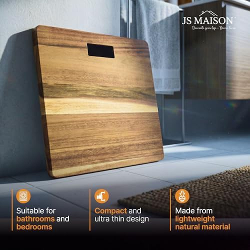 Digital bathroom scale with acacia wood finish — photo 4