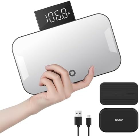 Compact travel scale with integrated mirror