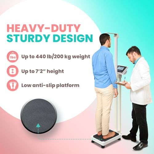 White medical scale with height rod — photo 3