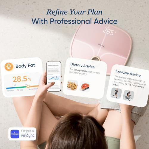 Pink rechargeable smart scale with app sync — photo 3