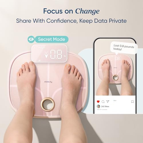 Pink rechargeable smart scale with app sync — photo 5