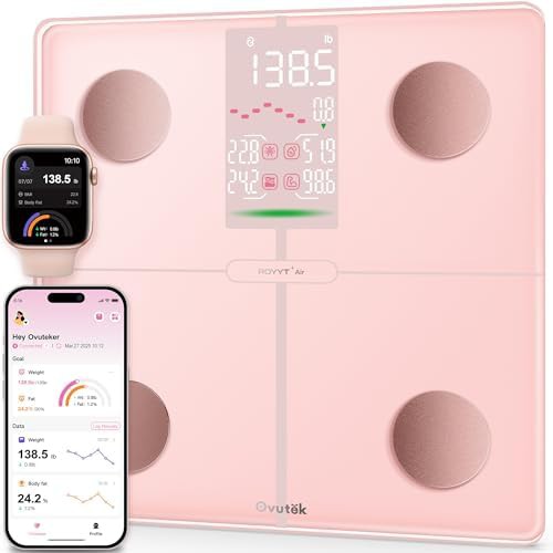 Pink smart scale for body fat and bmi